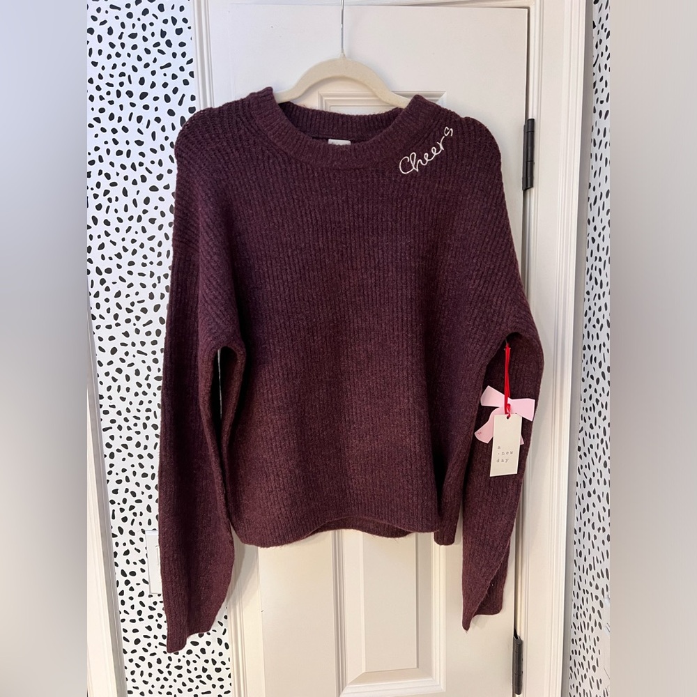 Burgundy “cheers” sweater